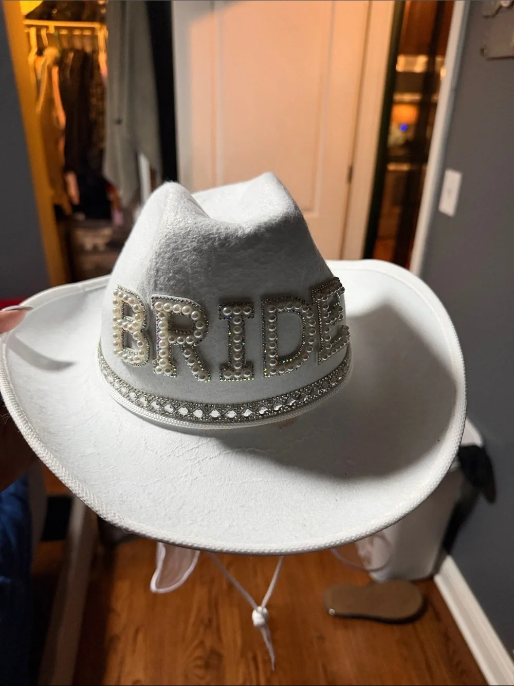 Bride Embellished White Cowboy Hat